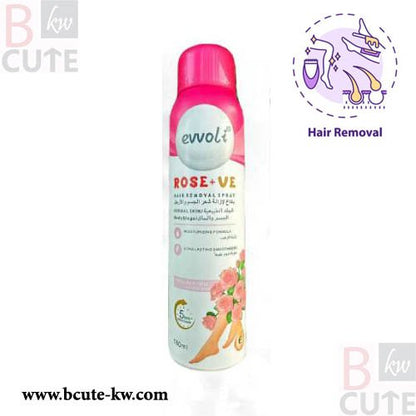Evvoli Rose+Ve hair removal spray with floral design, 140ml bottle for smooth skin