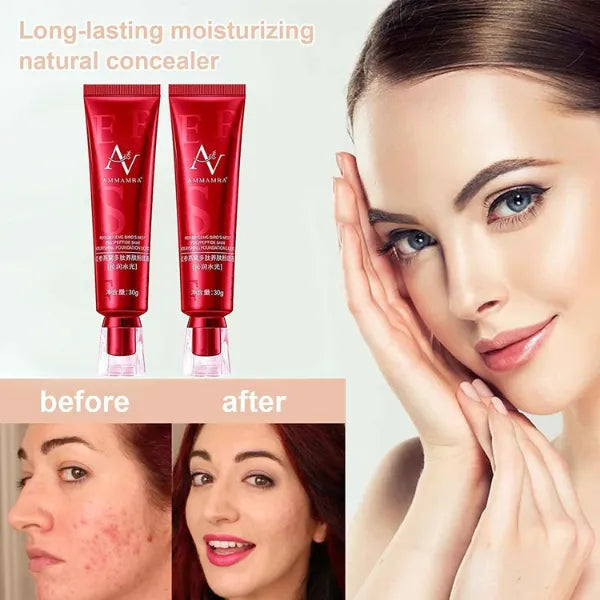 Long-lasting moisturizing natural concealer tubes with before and after skin improvement and clear complexion