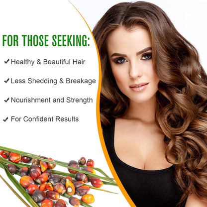 Young woman with long, voluminous curly hair showcasing healthy hair benefits and nourishing ingredients