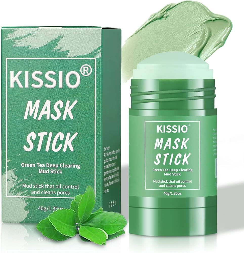 Kissio Mask Stick green tea deep clearing mud stick for oil control and pore cleansing, 40g